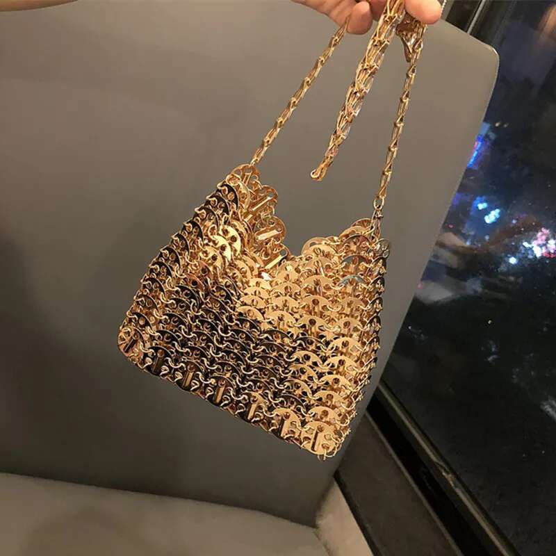 Designer Tote Aesthetic Bags Handbag Metal Hollow Women's Wedding Party Clutch Shoulder Female Evening Bag