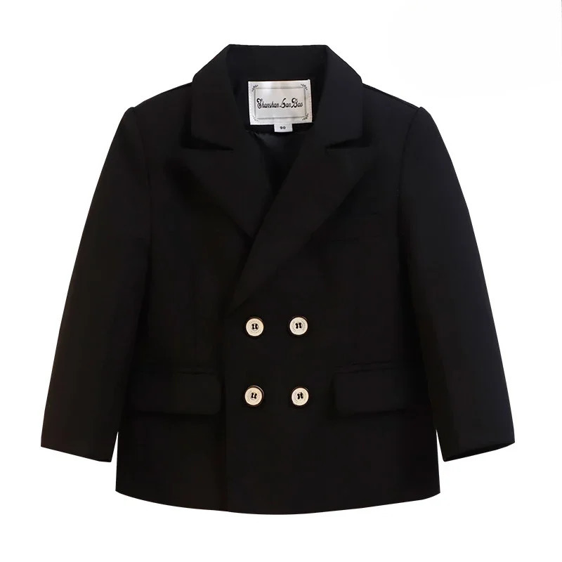 Boys Wedding Suits Fashion Double Breasted Black Formal Child Piano Performance Outfits 2-12 Y Toddler Birthday Party Blazer Set 250219