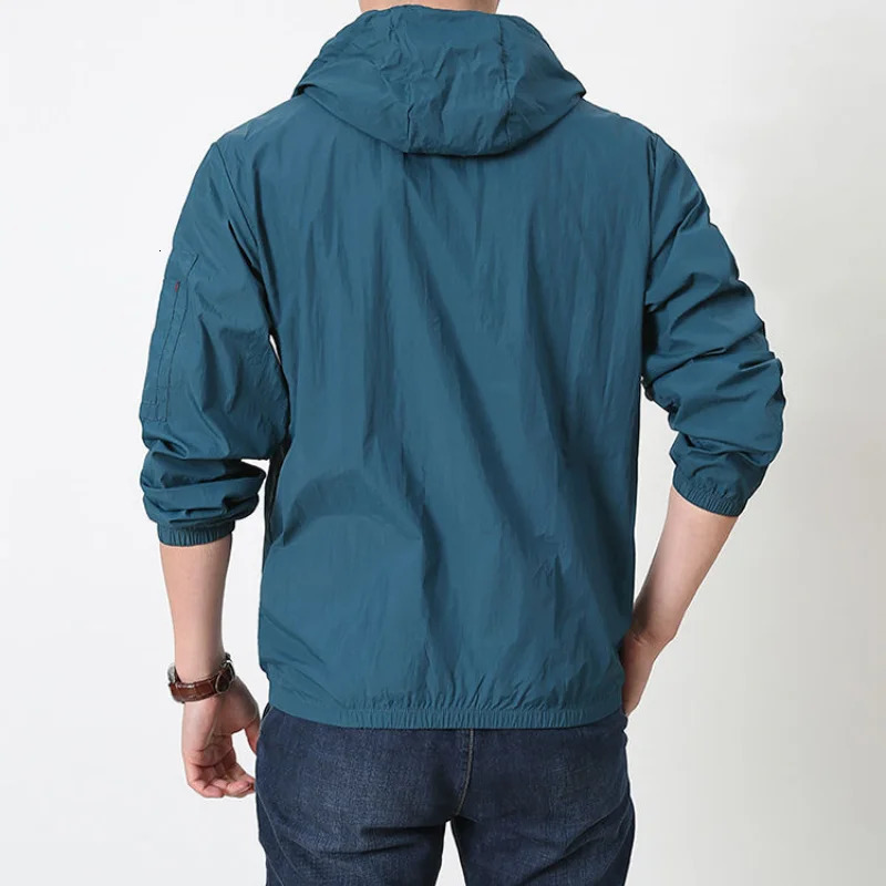 Men Sun Protection Clothing Summer Outdoor Windbreaker Jacket Solid Zipper Breathable UV Resistant Quick Dry Skin Coats 250218