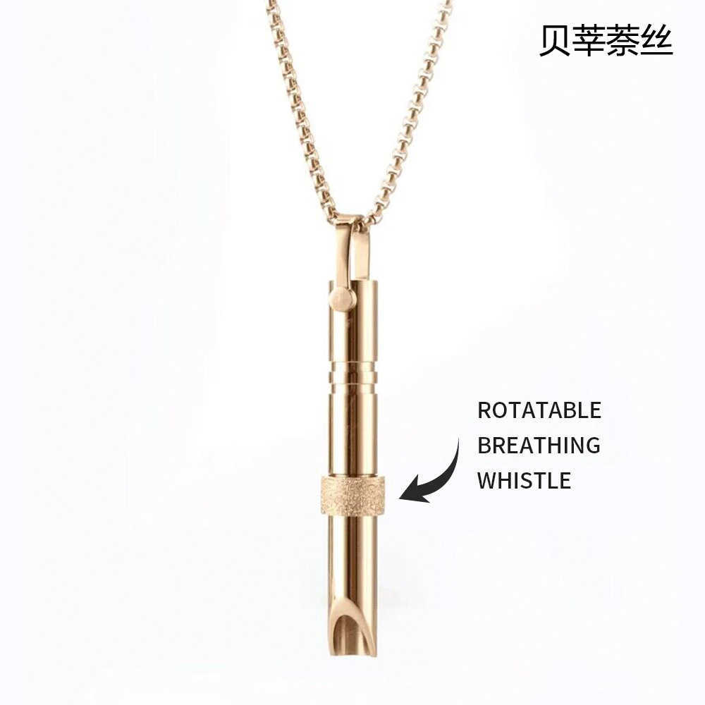 Pendant Necklaces Hot selling stainless steel meditation whistle necklace hip-hop street style decompression whistle pendant H25219