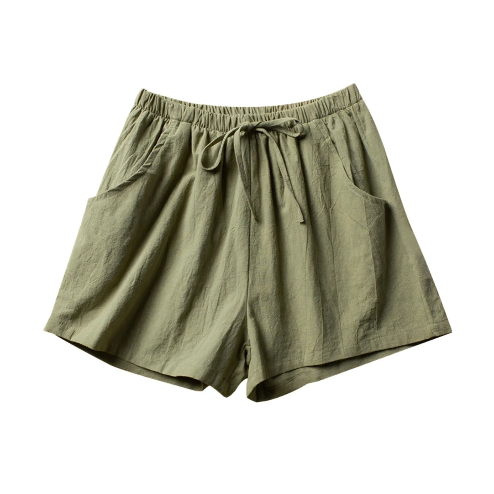 Elastic Waist Casual Shorts For Women In Summer Soild Stretch Summer Shorts High Waist Work Out Trousers With Pocket Drawstring 250217
