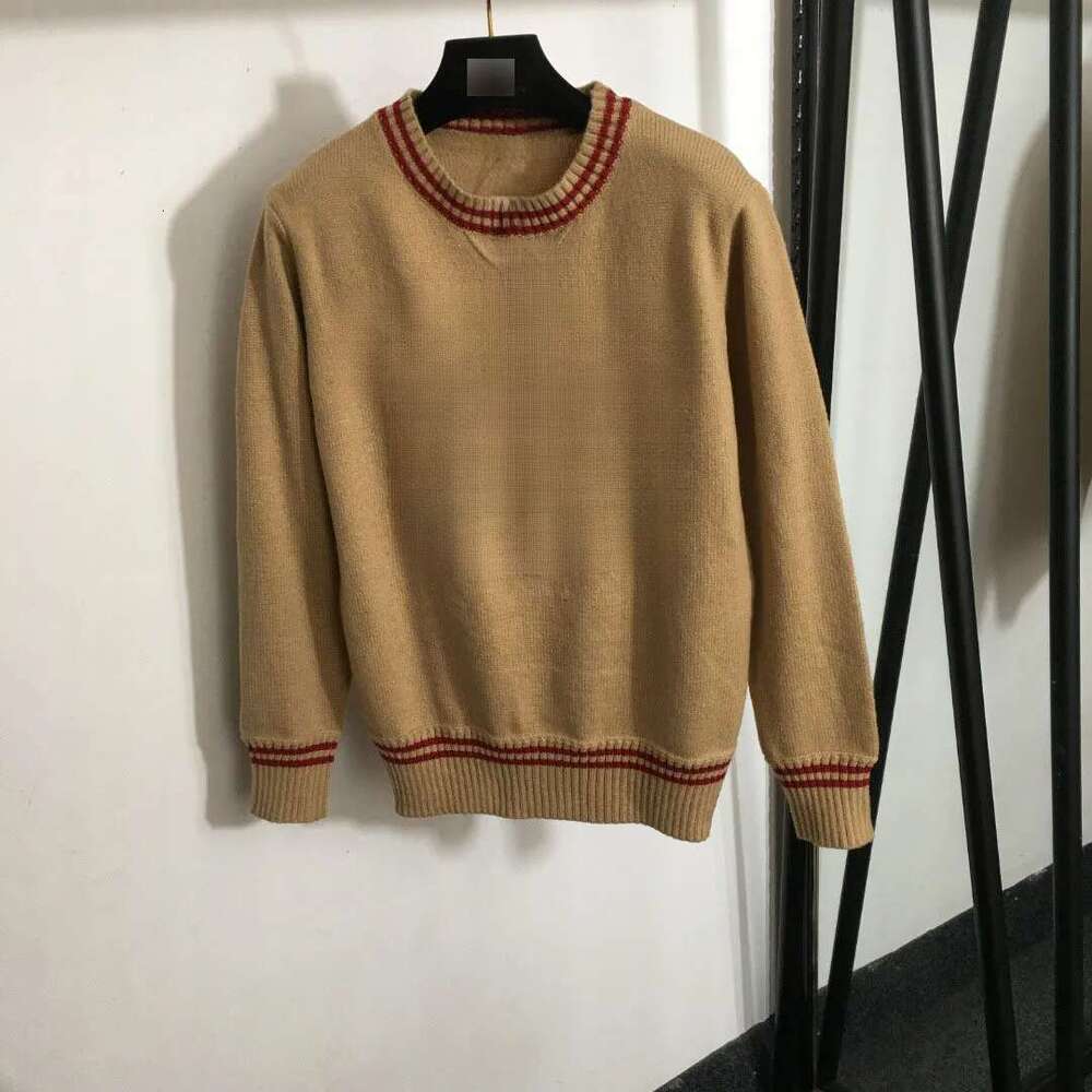 Designer Women's Sweaters Color Blocking Large Letter Round Neck Long Sleeved Pullover Knitted Sweater