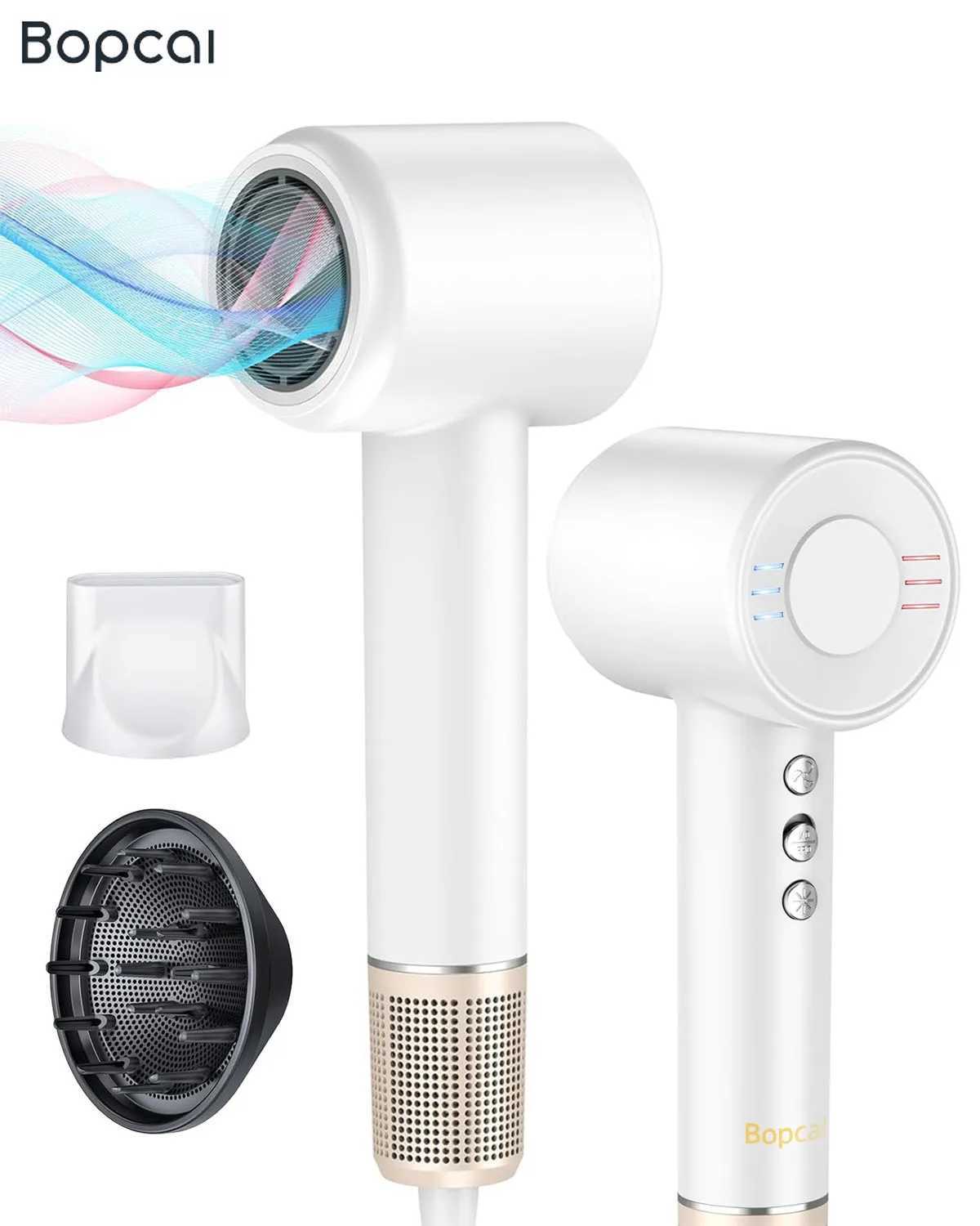 Bopcal Electric Hair Dryer 20000RPM Negative Ions Professional Blow Dryer 500W Super Powerful Wind Lownoise Salon HairDryer W250220