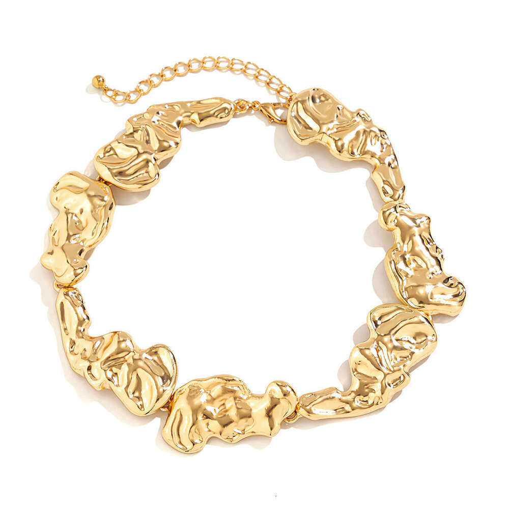 Minor wrinkled liquid metal choker minimalist lava irregular collar jewelry