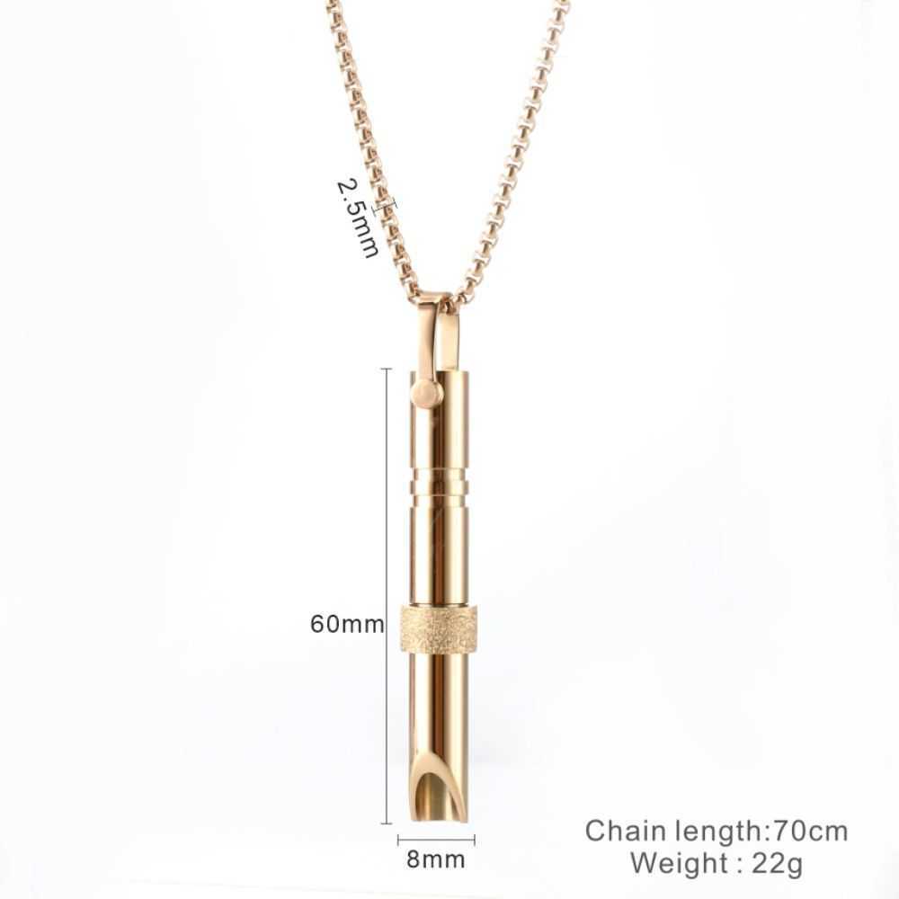 Pendant Necklaces Hot selling stainless steel meditation whistle necklace hip-hop street style decompression whistle pendant H25219
