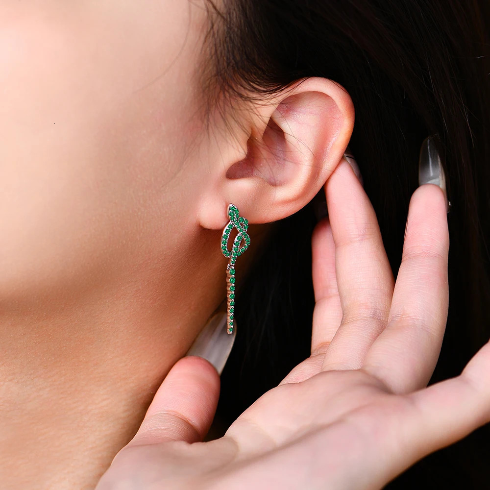 ATTAGEMS Year Snake Earrings For Women Green Nano Gemstone 100% 925 Sterling Silver Party Jewelry Gift With Mysterious Luck 250220