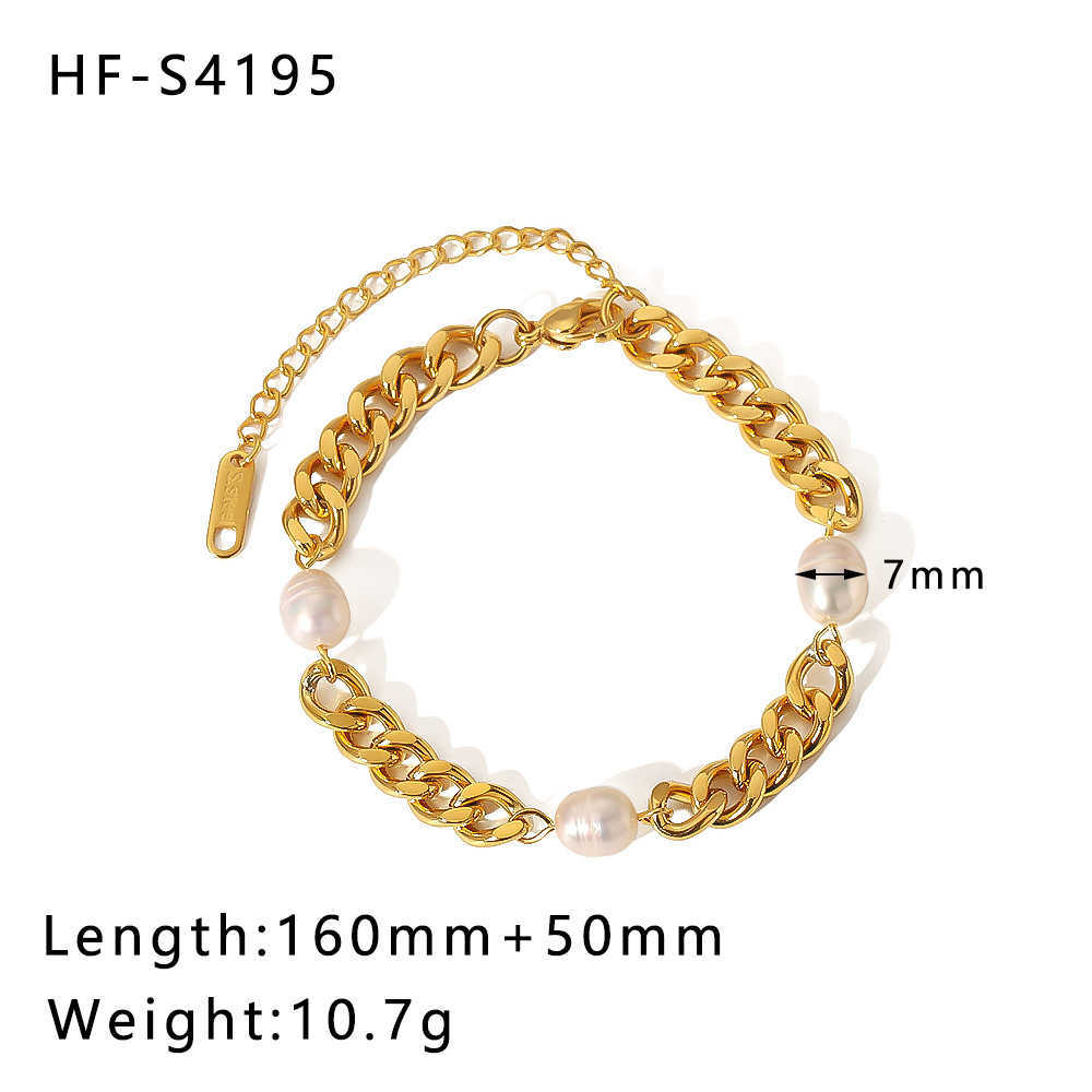Charm Bracelets Cuban chain double-layer flat snake chain pearl style beach style gold-plated shell OT buckle cross bracelet H25220