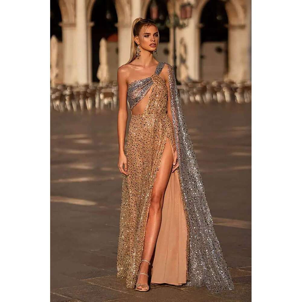 Esnte Sequin Lace Dress Plus Front Split Celebrity Party Evening Design Dresses Custom Size Ball Gowns prom