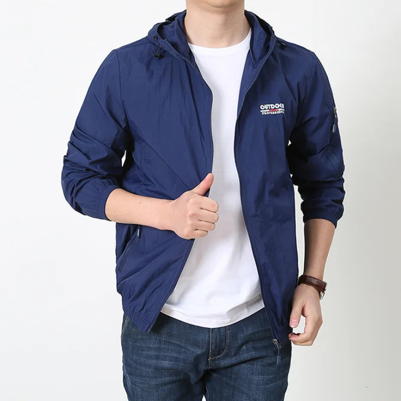 Men Sun Protection Clothing Summer Outdoor Windbreaker Jacket Solid Zipper Breathable UV Resistant Quick Dry Skin Coats 250218
