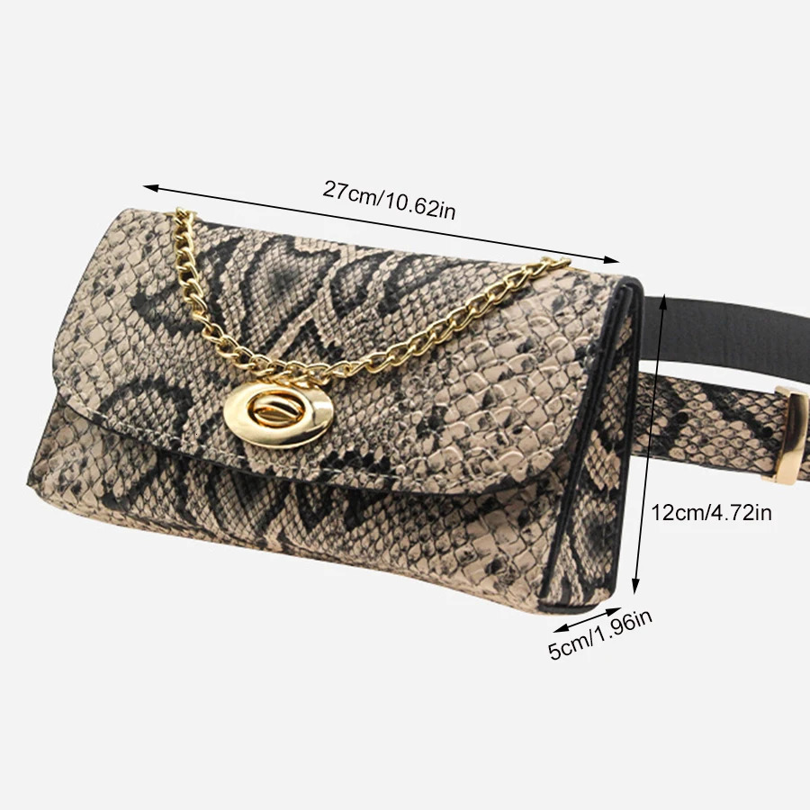 Simple Fashion Women Serpentine Leather Waist Pack Famous Brand Belt Bag Fanny Packs Pouch Phone 250219