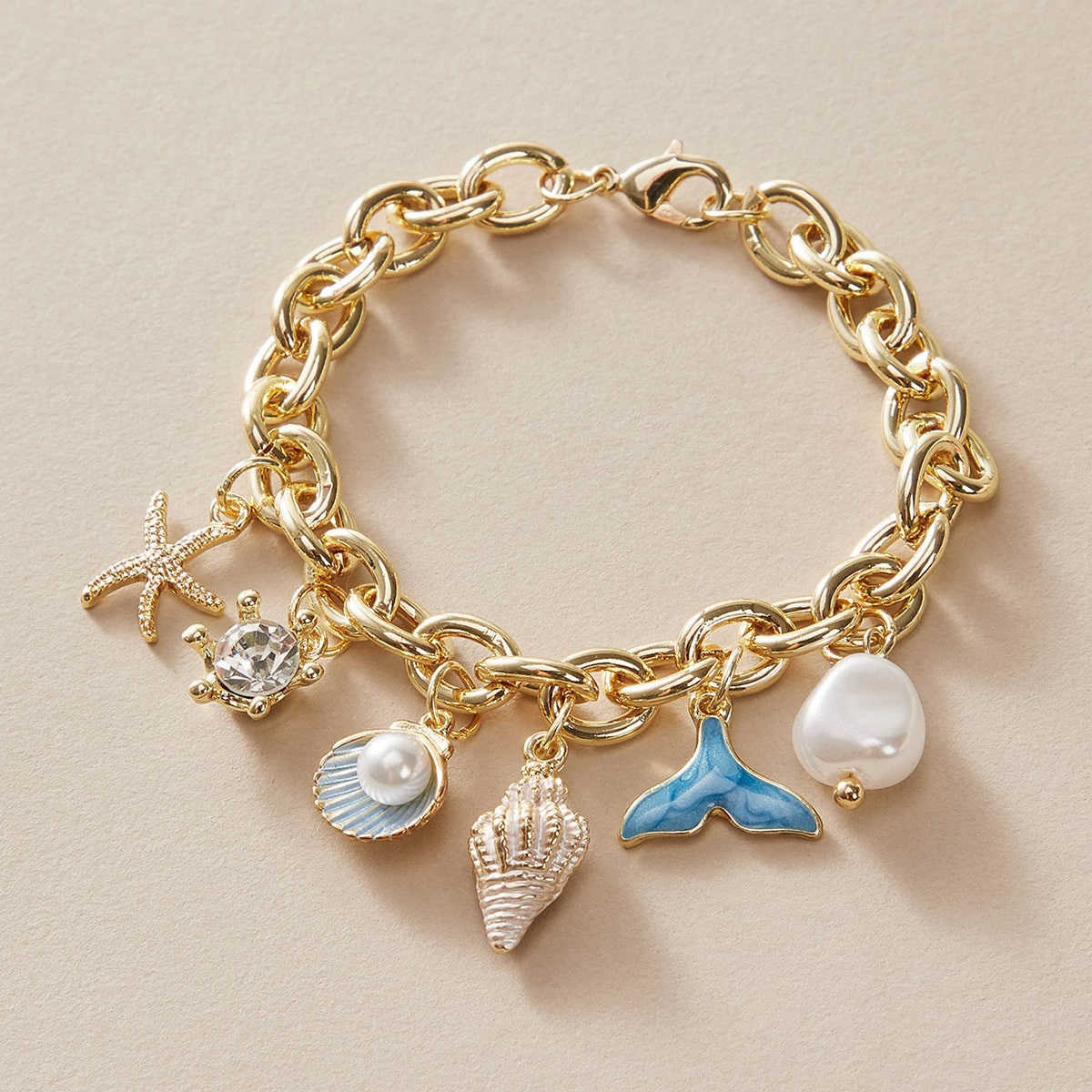 Charm Bracelets Ocean vacation oil droplets pearl tassel bracelet personalized fashion bracelet high-end feel bracelet H25220 2 FOFO