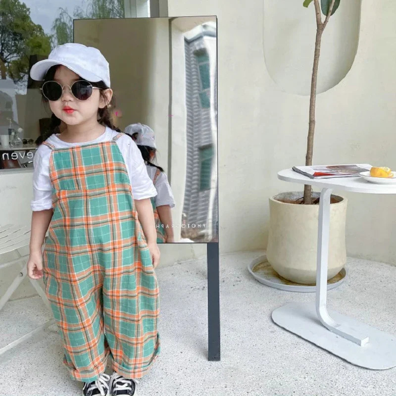 Suspenders Jumpsuit For Girls Pockets Trousers Spring Summer Bodysuit Casual Rompers Fashion ChildrenS Clothing 250117