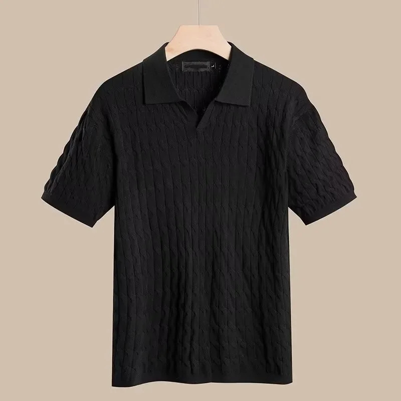 Mens Short Sleeve Polo tShirts Slim Fit Knitted Shirts Man Breathable Business Casual Tops Comfortable t Shirt Clothes 250220