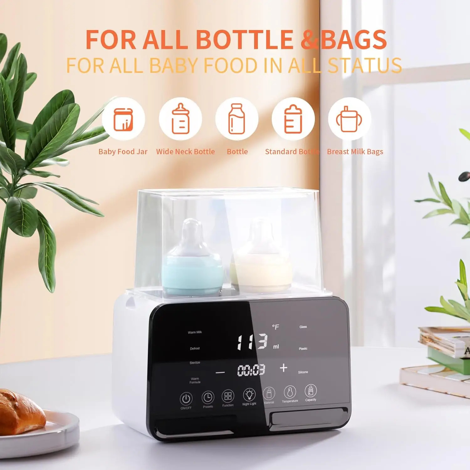 Baby Feeding Bottle Warmer Sterilizer Sanitizer for Bottles Eletric Steamer LED Touch Screen 250117