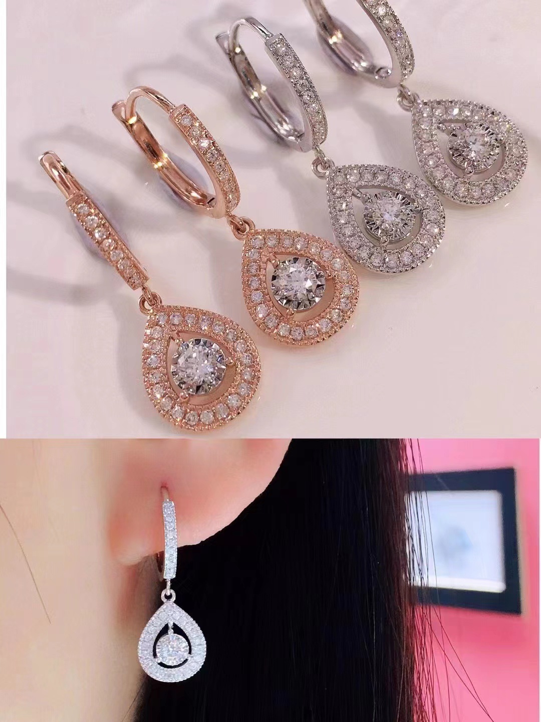 2025 Ins Sparkling Handmade Dangle Earrings Luxury Jewelry 925 Sterling Silver Round Cut Lab Moissanite Diamond Party Women Weedding Water Drop Earrin