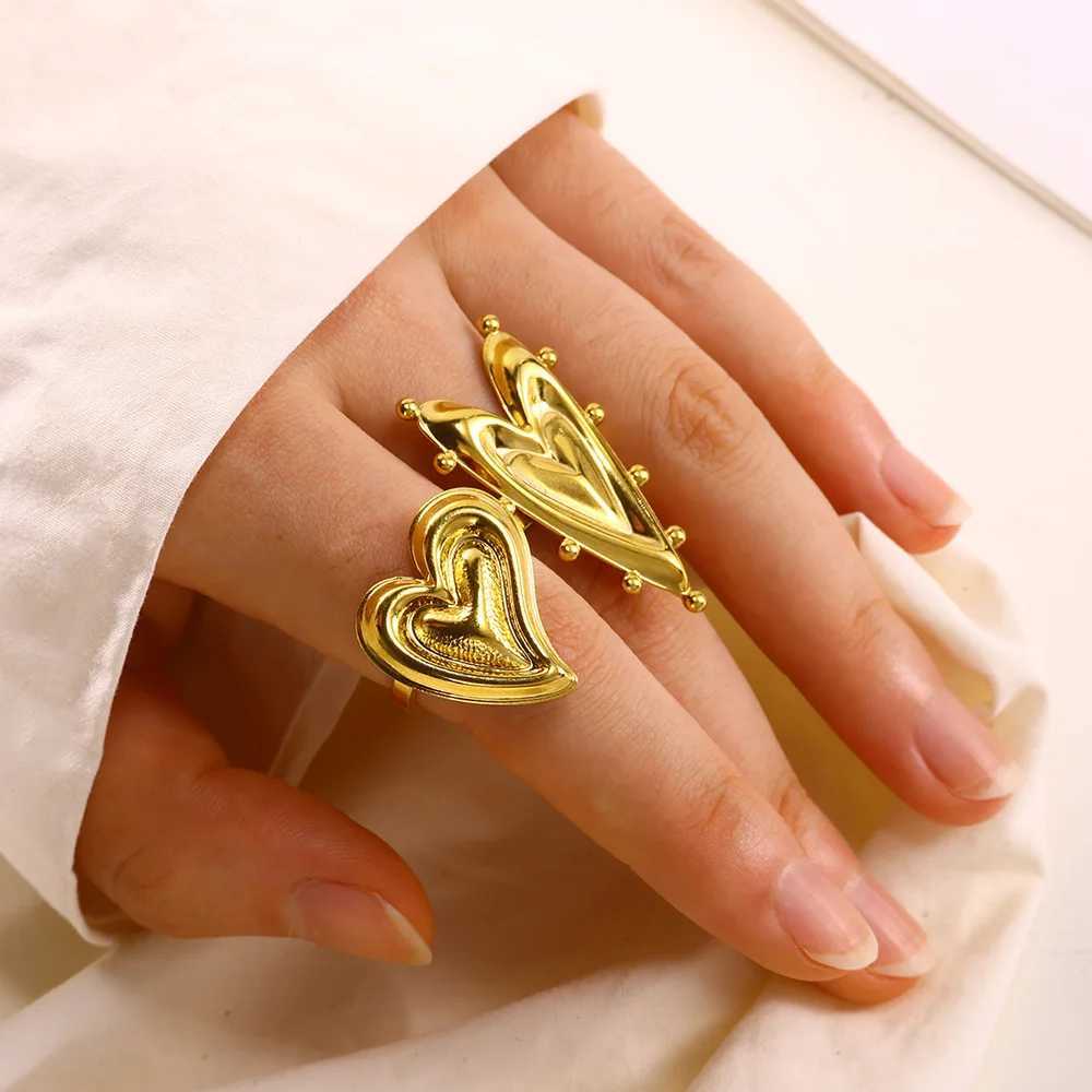 Delicate Opening Rings For Wen Fashion Gold Color Stainless Steel Bague Jewelry Femme Bijoux Wedding Gift Rings X250220