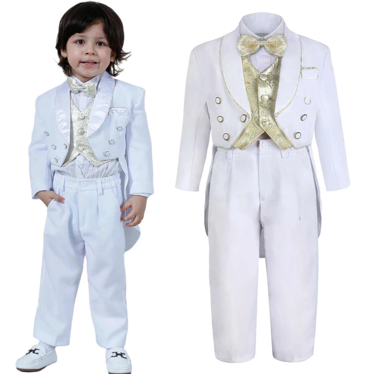Baptism Outfit for Boys Kids Tuxedo Baby Christening Suit Toddler Wedding Ceremony Blessing Clothes Infant Winter Formal Set 250219