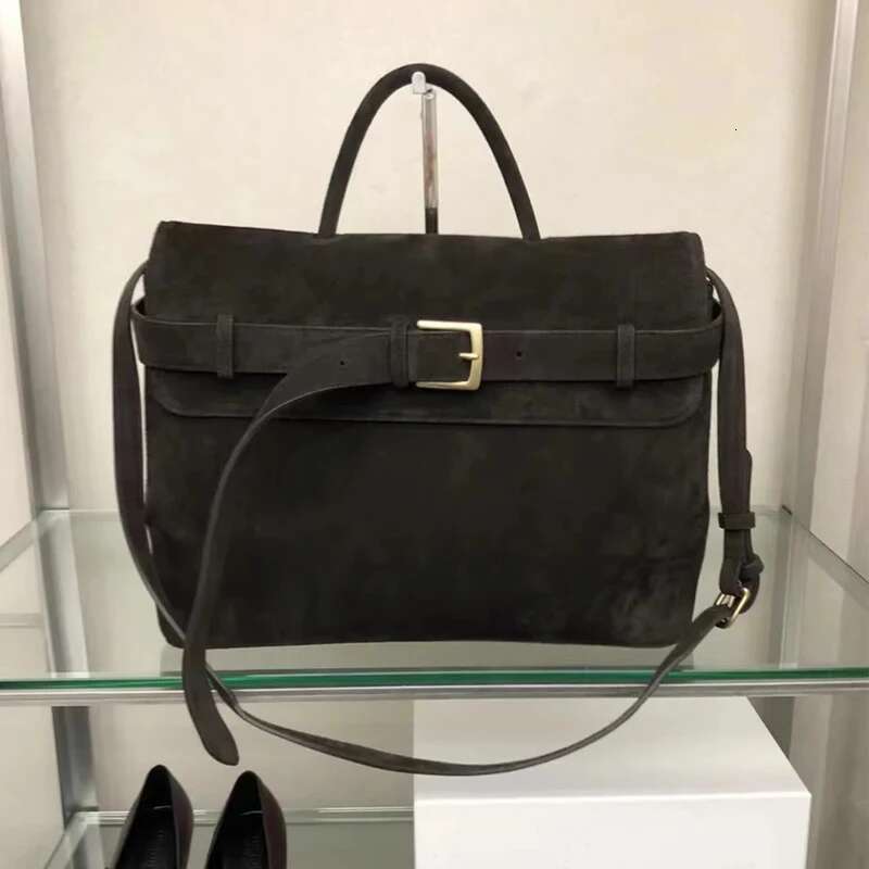Faux Suede Square Messenger Bags For Women Designer Handbag And Purse 2024 New In Vintage Belt Buckle Shoulder Crossbody