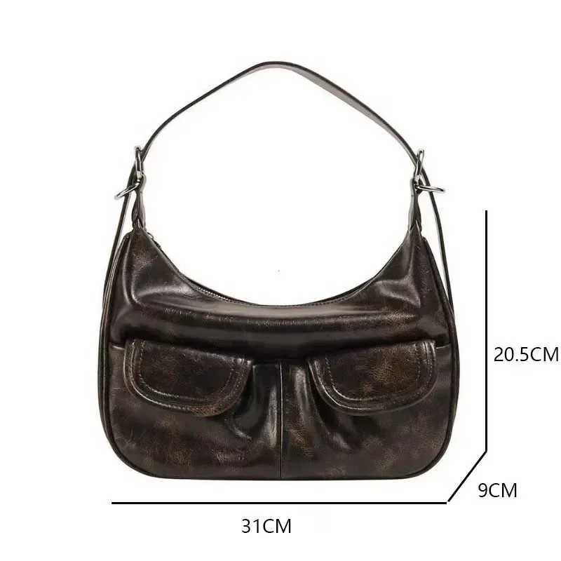 Retro Coffee Shoulder Bag for Women Retro New Autumn Pocket Fashion Casual Underwear Bag for Women Y2k Handbag Bolsa Handbag Y250218