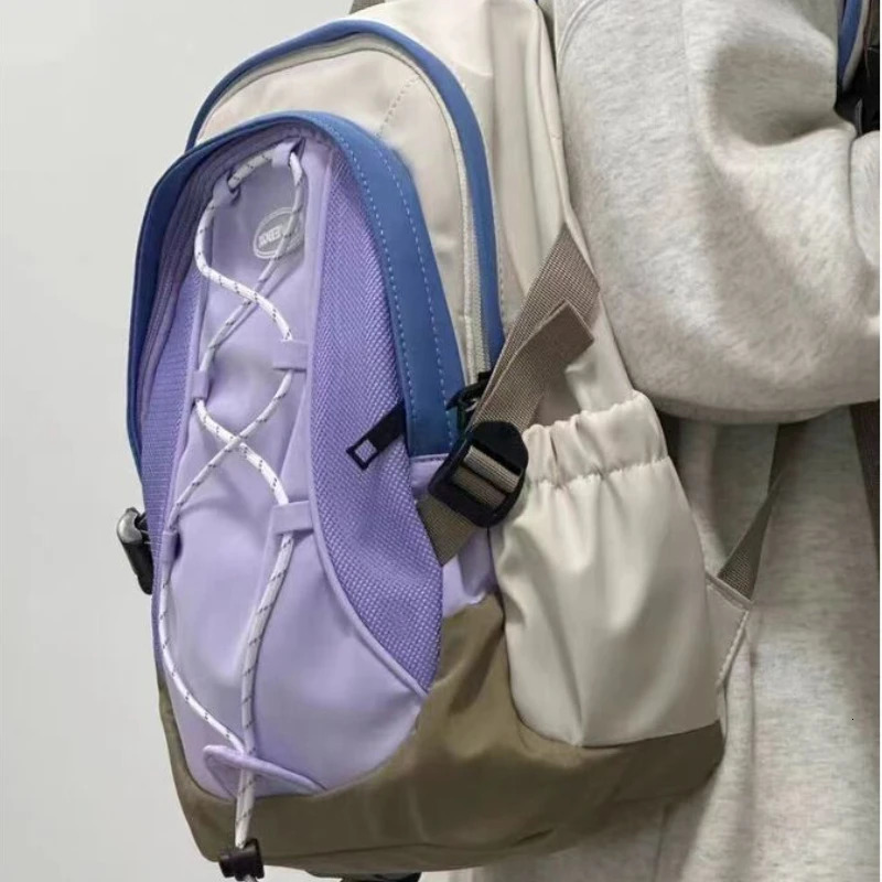 Women Casual Outdoor Traveling Rucksacks Korean Fashion Vintage Students Backpacks Contrast Color Sweet Y2k Aesthetic Schoolbags 250122
