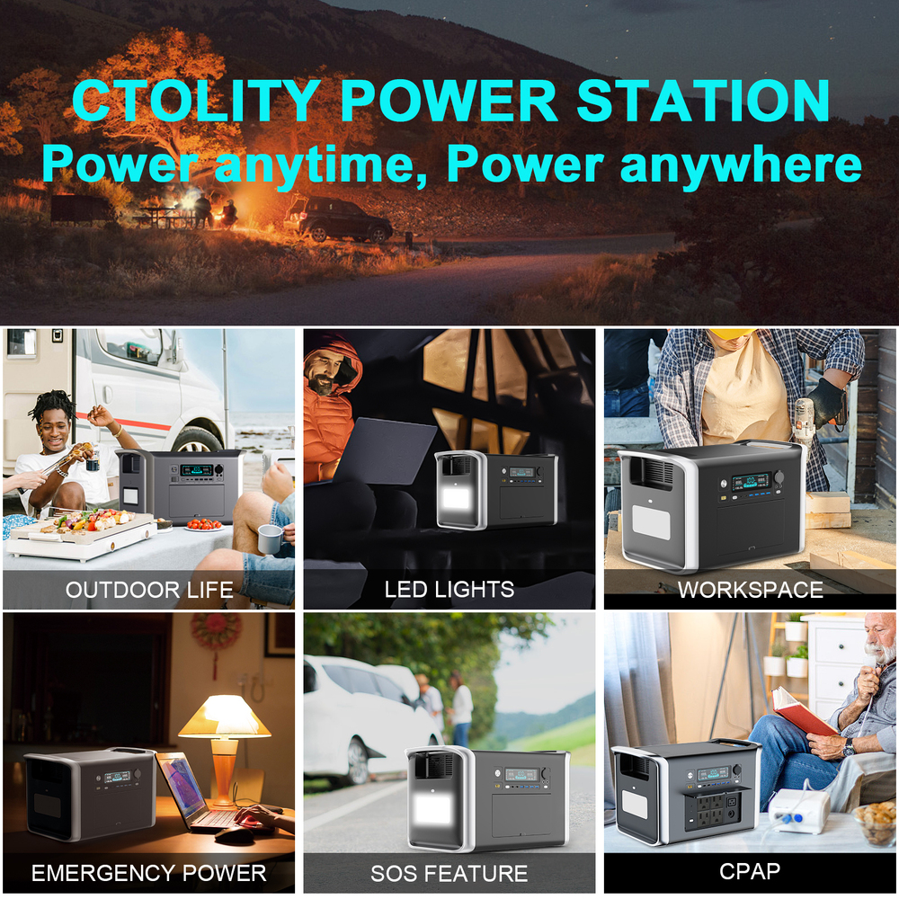 2400W 110V Camping Portable Power Station PowerBank Solar Generator 2600W 220V Lifepo4 Battery Storage RV Backup Energy System