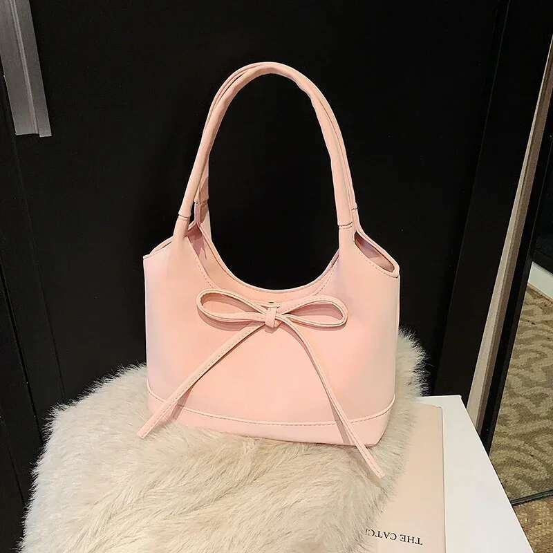 Imitation Suede Bow Shoulder Solid Color Multifunctional Women's Handbag Discount 2025 Exquisite Fashion Designer Handbag