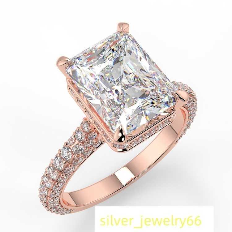 14K Gold Emerald Cut Moissanite Ring Chunky Ring Gold Fashion Rings for Womens Jewelry High Quality