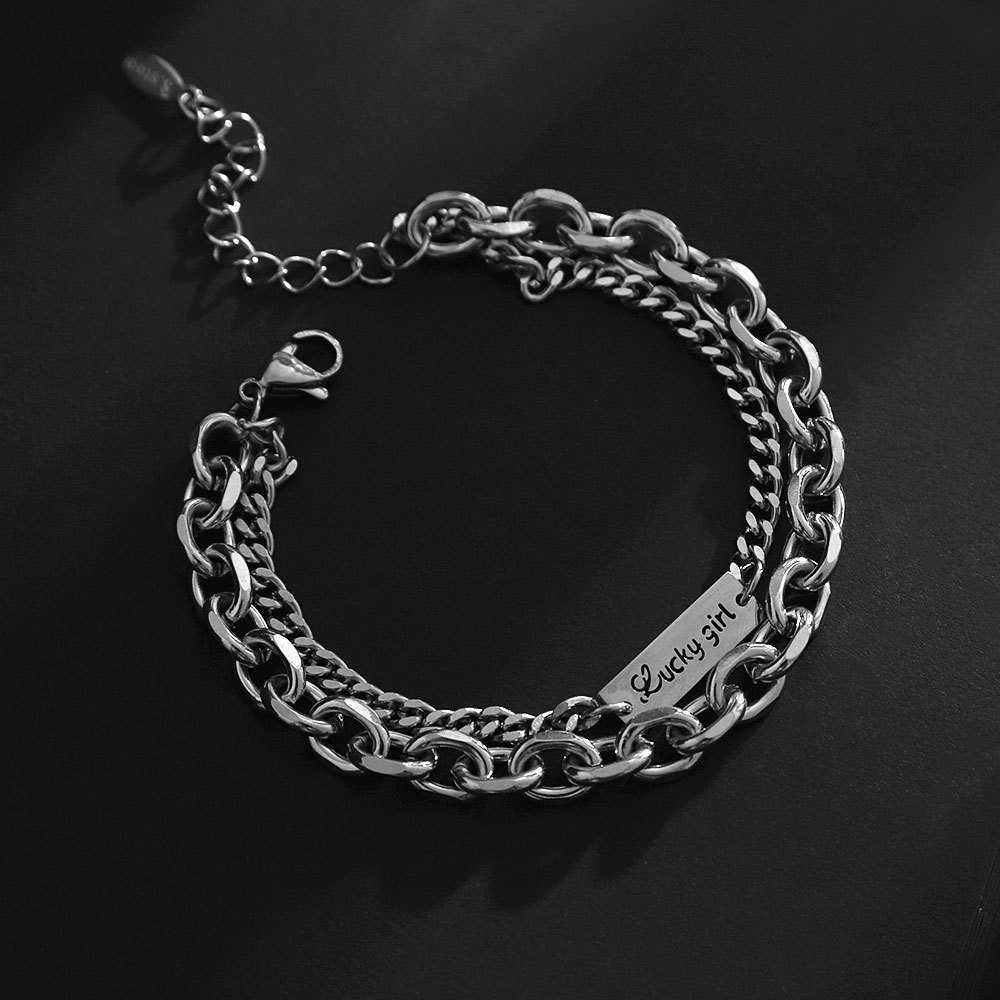 Charm Bracelets Mens bracelet Mens fashion High sense Simple and generous Mens personality Cool hip-hop Cuban mens titanium steel bracelet H25220