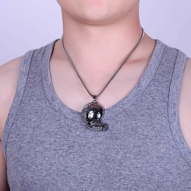 Fashion Soccer Shoe Sneaker Pendant Necklace Football Stainl Steel Ball Chain Necklaces for Men Hip Hop Sports Charm JewelryXJ250219