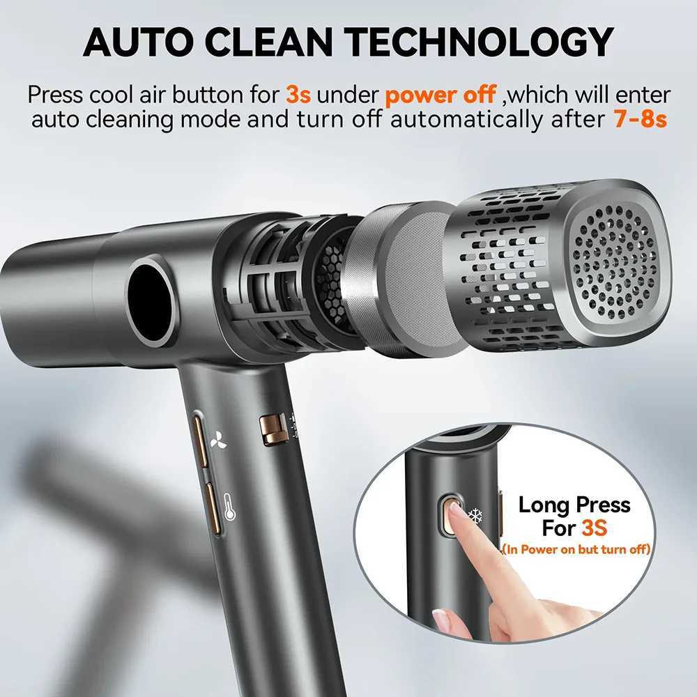 Professional 0000RPM High-Speed Hair Dryer Brushless Motor Negative Ionic Blow Dryer Fast Drying Low Noise with LCD Display W250220