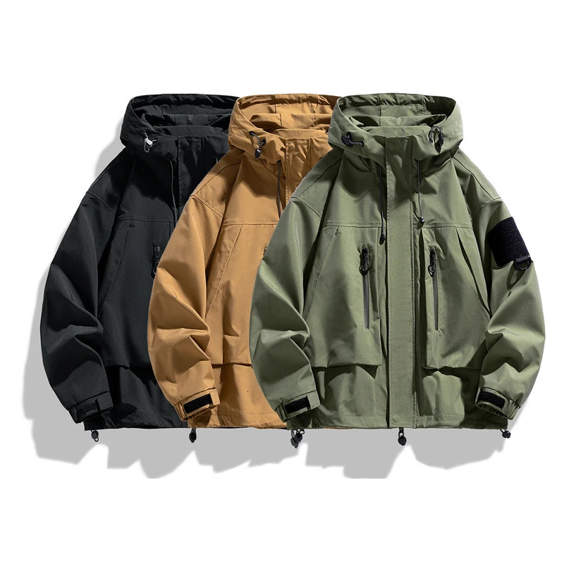 Fashion Hiking Camping Spring Autumn Jacket Men Korean Windproof Waterproof Hooded Windbreaker Casual Jackets 250210