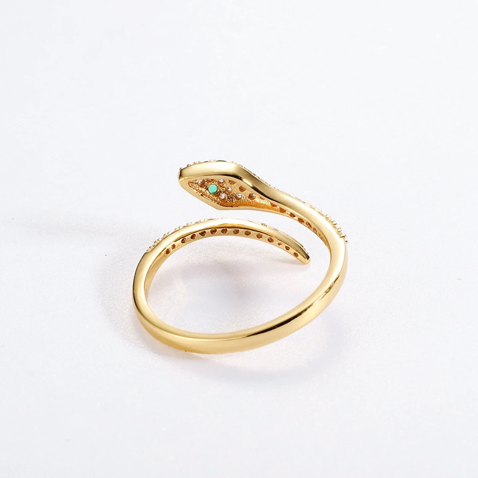 ALLNOEL Real 925 Silver Rings For Women Green Nano Eyes 5A Zircon Charm Snake Animal Party Birthday Gifts Hip Hop Jewelry 250220