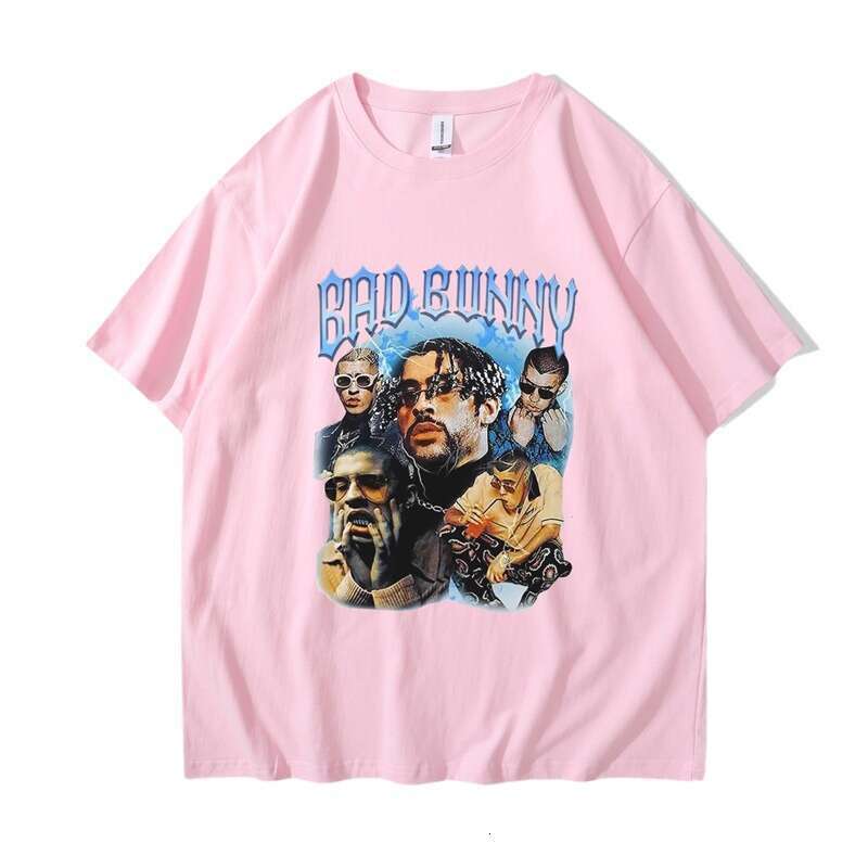 200g fabric cotton T European size new Bad bunny fashion hip-hop T-shirt print