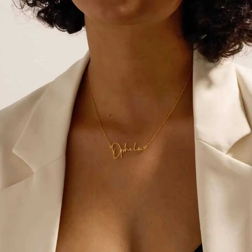 Customized Name Letter Necklace Personalized Stainless Steel Simple Pendant Womens Jewelry Valentines Day Gift 250210