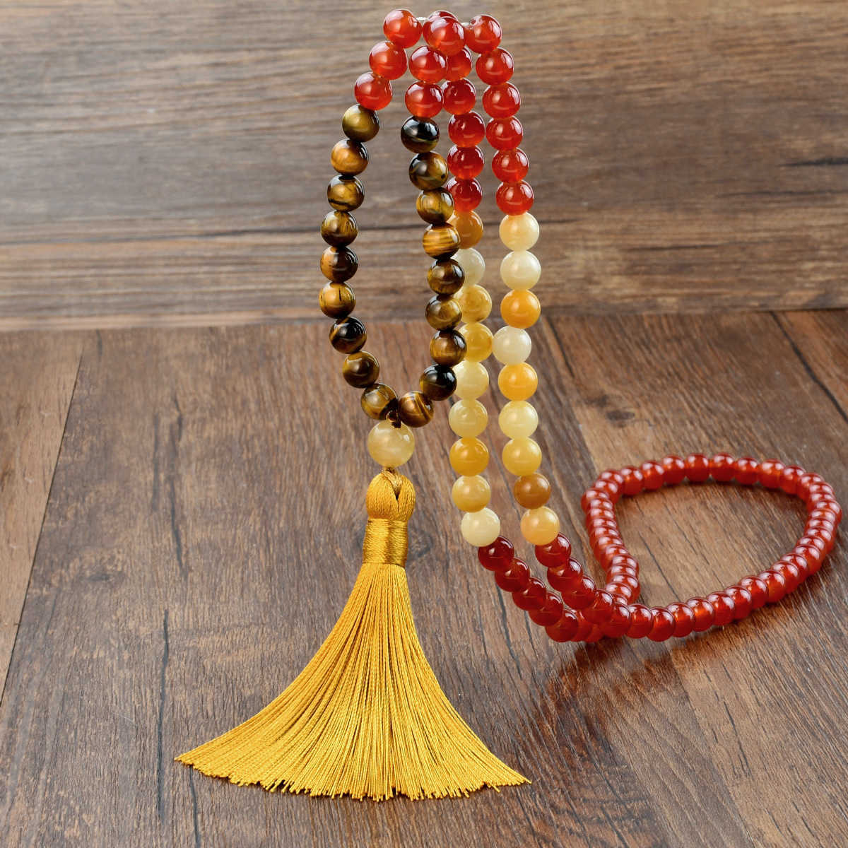 Pendant Necklaces Bohemian tassel long sweater chain womens high-end feeling tourmaline natural stone bead long necklace H25219