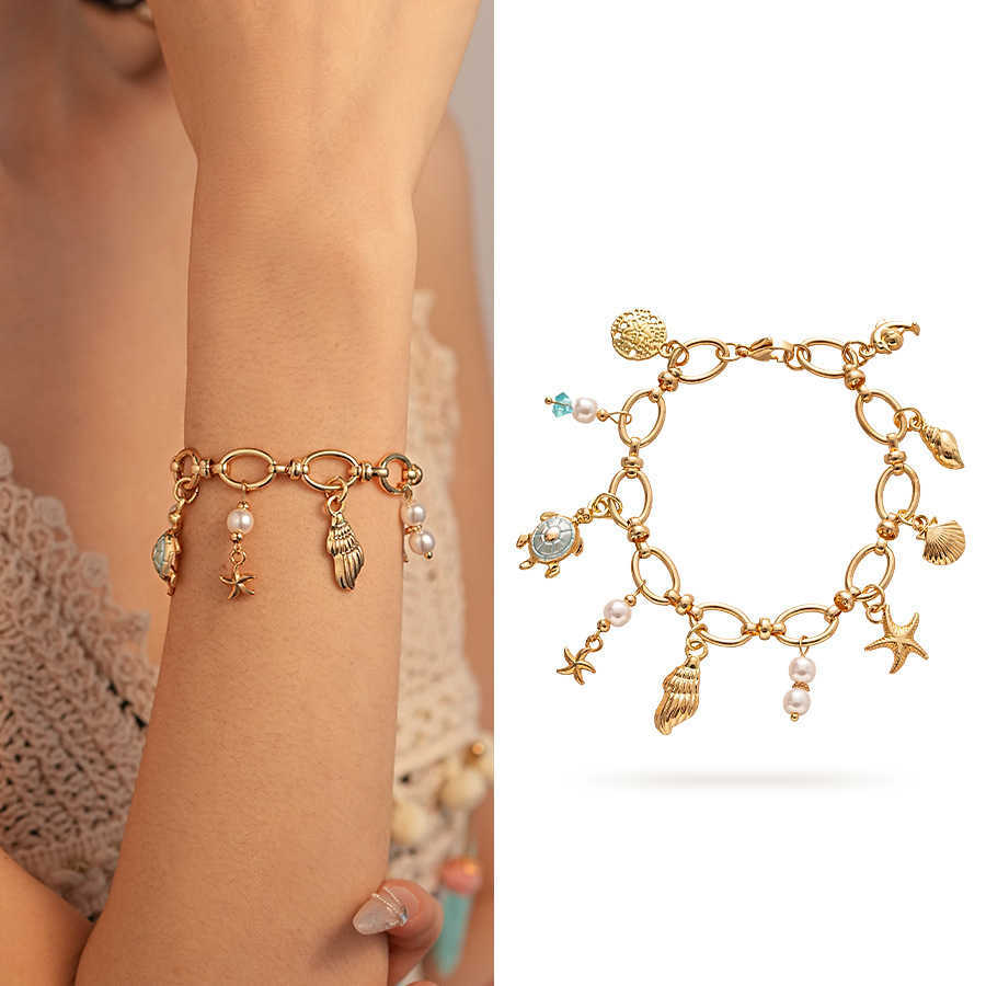 Charm Bracelets Ocean vacation oil droplets pearl tassel bracelet personalized fashion bracelet high-end feel bracelet H25220 2 FOFO