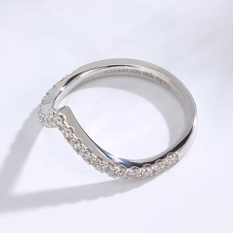 10K/14K/18K Solid Gold White Yellow Rose Gold V Shape 1.5mm D Color VVS Moissanite Half Eternity Wedding Bnad Ring