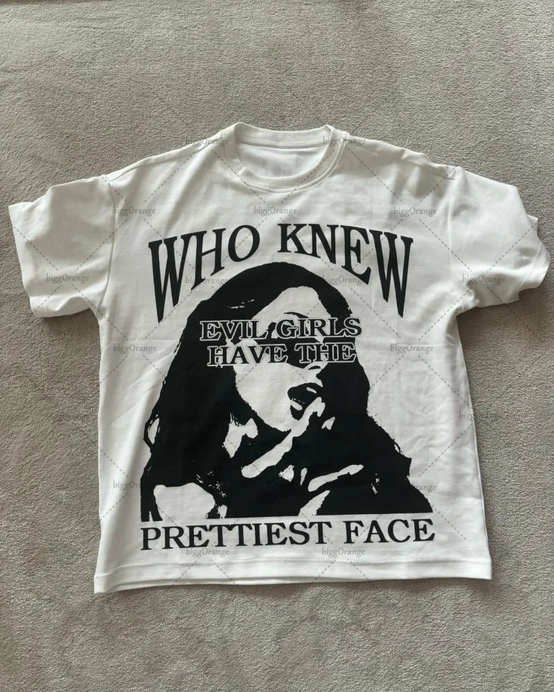 Summer Style Dark Special Style Oversized T-shirt Y2k Harajuku Pure Cotton Casual Short-sleeved American English Printed Top 250219