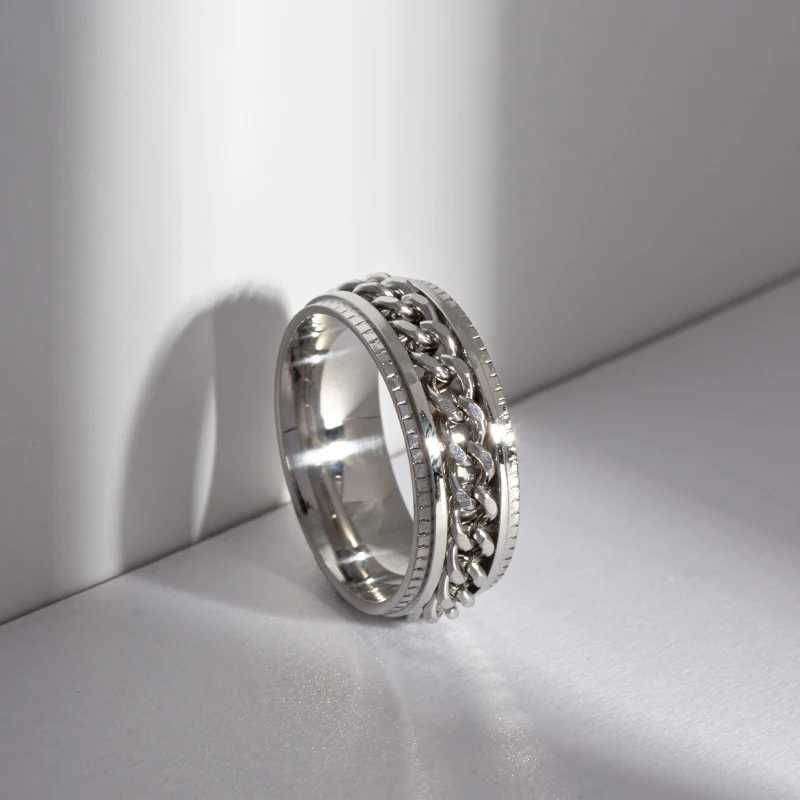 Titanium steel rotating chain ring used for warm mens rotating ring pressure reducing ring bottle opener ring gift ring X250220