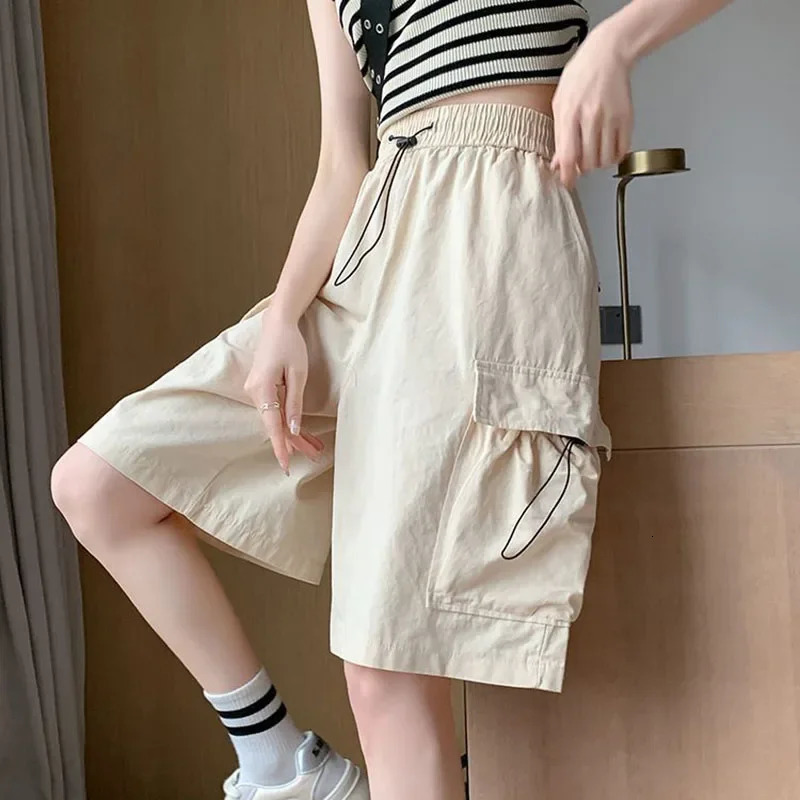 Xpqbb Cargo Shorts for Women Harajuku High Waist Baggy Y2K Hip Hop Shorts Woman Streetwear Trendy Big Pocket Bf Short Pants 250219