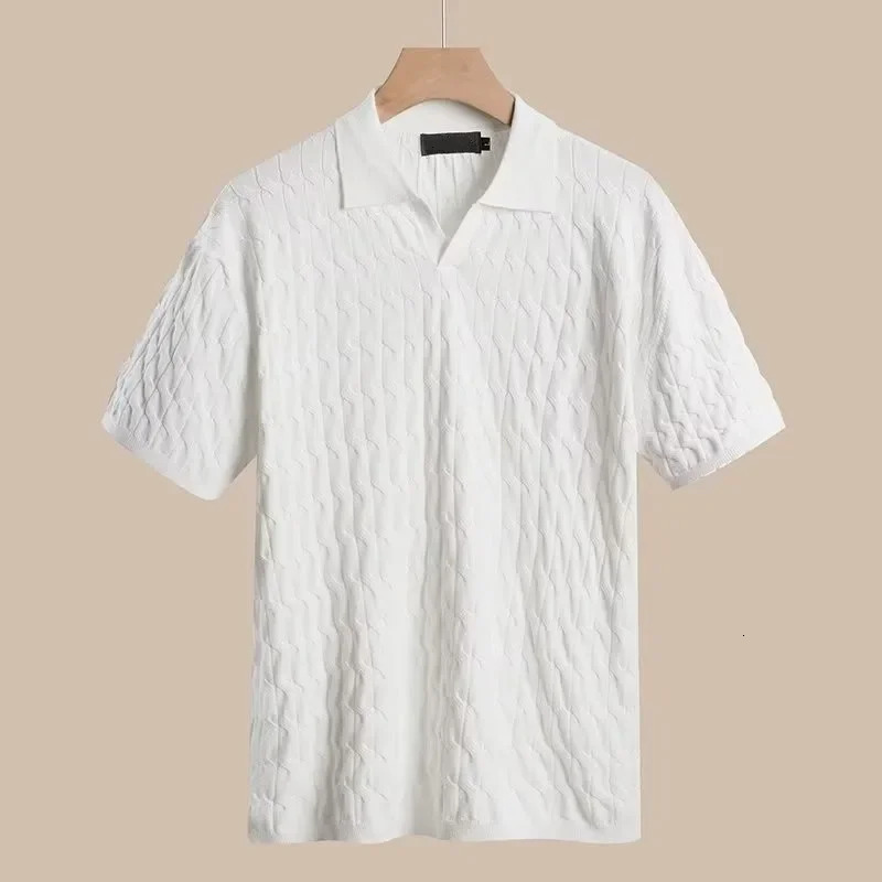 Mens Short Sleeve Polo tShirts Slim Fit Knitted Shirts Man Breathable Business Casual Tops Comfortable t Shirt Clothes 250220