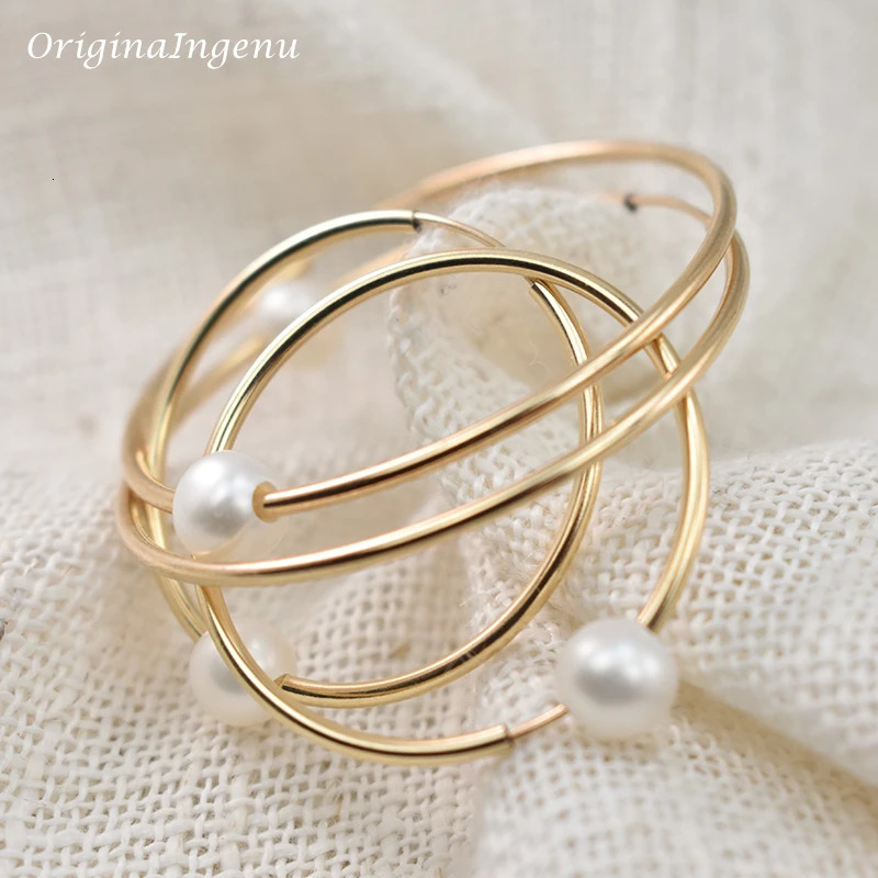 14K Gold Filled Hoop Earrings Natural Pearl Jewelry Gold Hoop Earrings Brincos Pendientes Earrings Boho Earrings Gold Jewelry 250219
