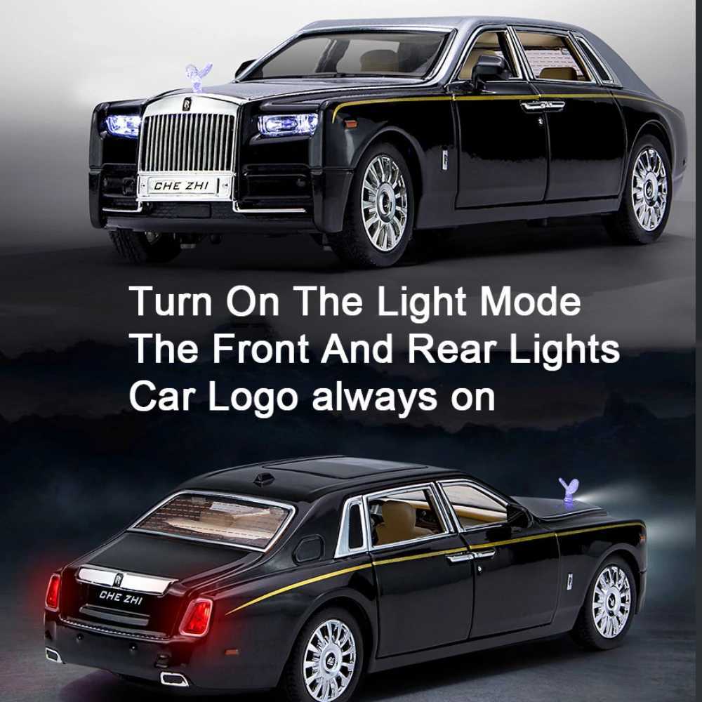 1/24 Rolls Royce Phantom Die Casting Toy Model Simulation Pullback Luxury Sedan Zinc Alloy Metal Toy Car Childrens Gift SeriesXJ250407
