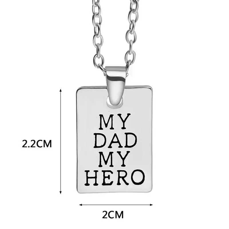 Fashion Jewelry MY DAD MY HERO Necklaces Pendant Square Tag Necklace for Men Women Fathers Day Gift ChokerXJ250219