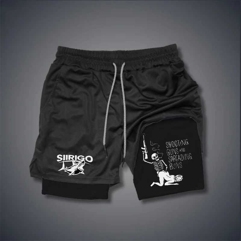 Mens fitness shorts breathable fast drying printed double-layer shorts summer sports and leisure training jogging shorts XS-3XL X250220