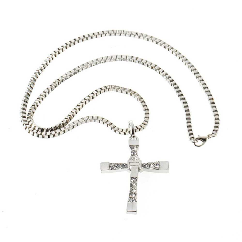 Cross Necklace Fast and Furious 8 Dominic Toretto Jewelry Classic Rhinestone Charms Cross Alloy Pendant Necklaces Men GiftsXJ250219