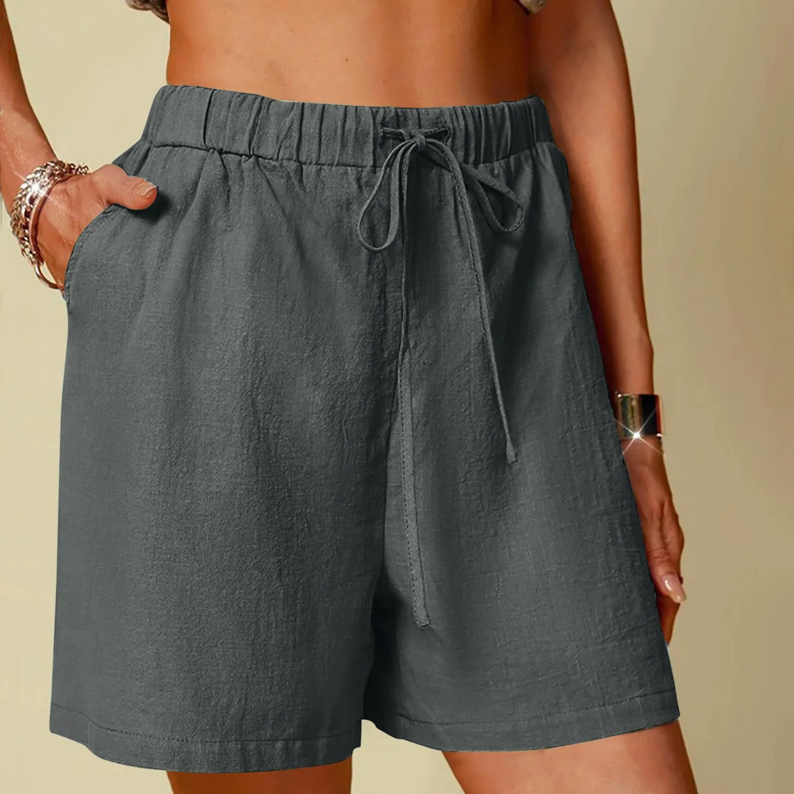 Summer Fashion Casual Wide Leg Shorts Women Cotton Linen Quick Dry Straight Leg Pants Female Versatile Quick Dry Loose Shorts 250214