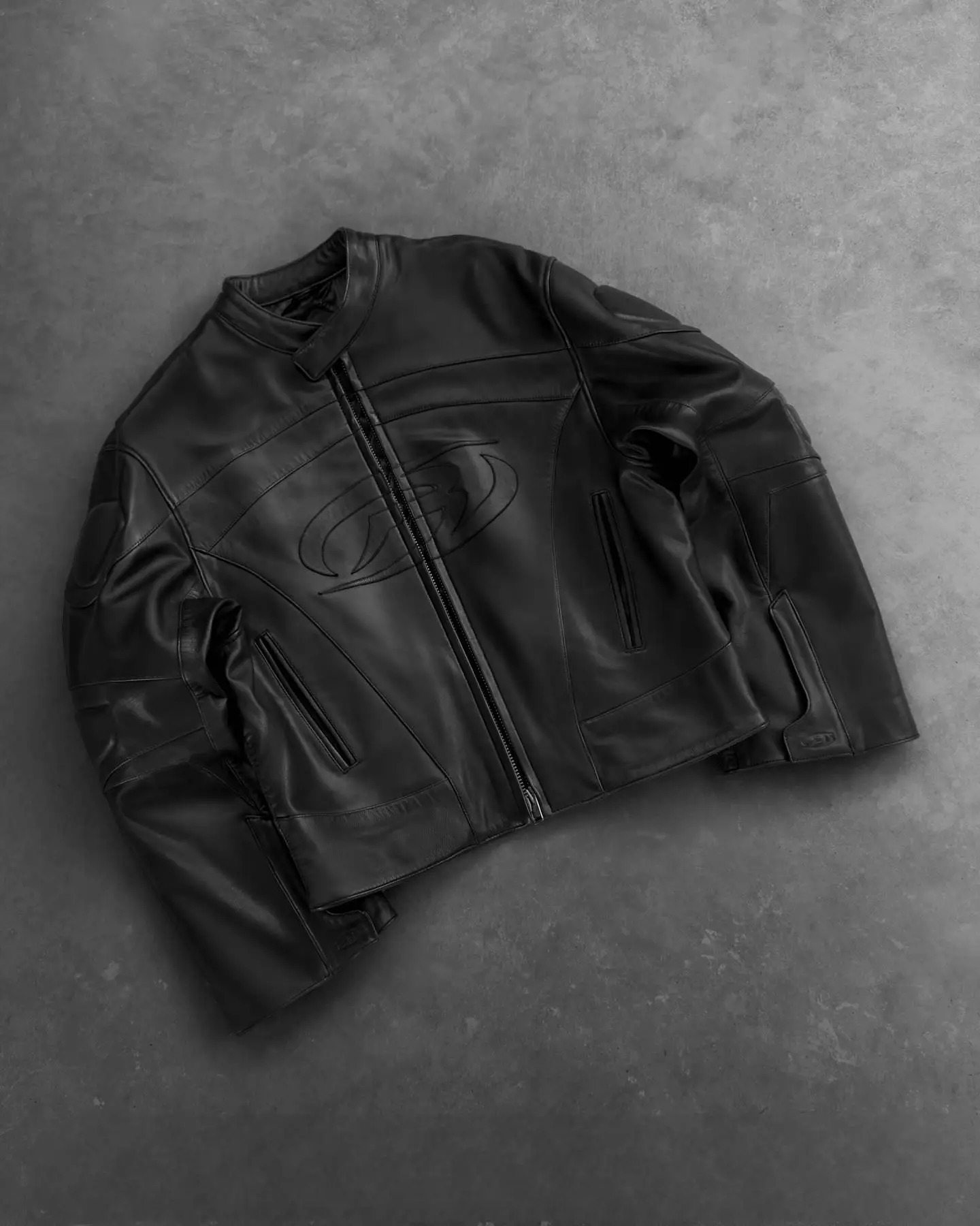 Y2k Vintage Reaven Anthem Leather Jacket Black Loose Geometry Pattern Embroidery Bomber Zip Up Jackets Coat Punk Men Clothing 250219