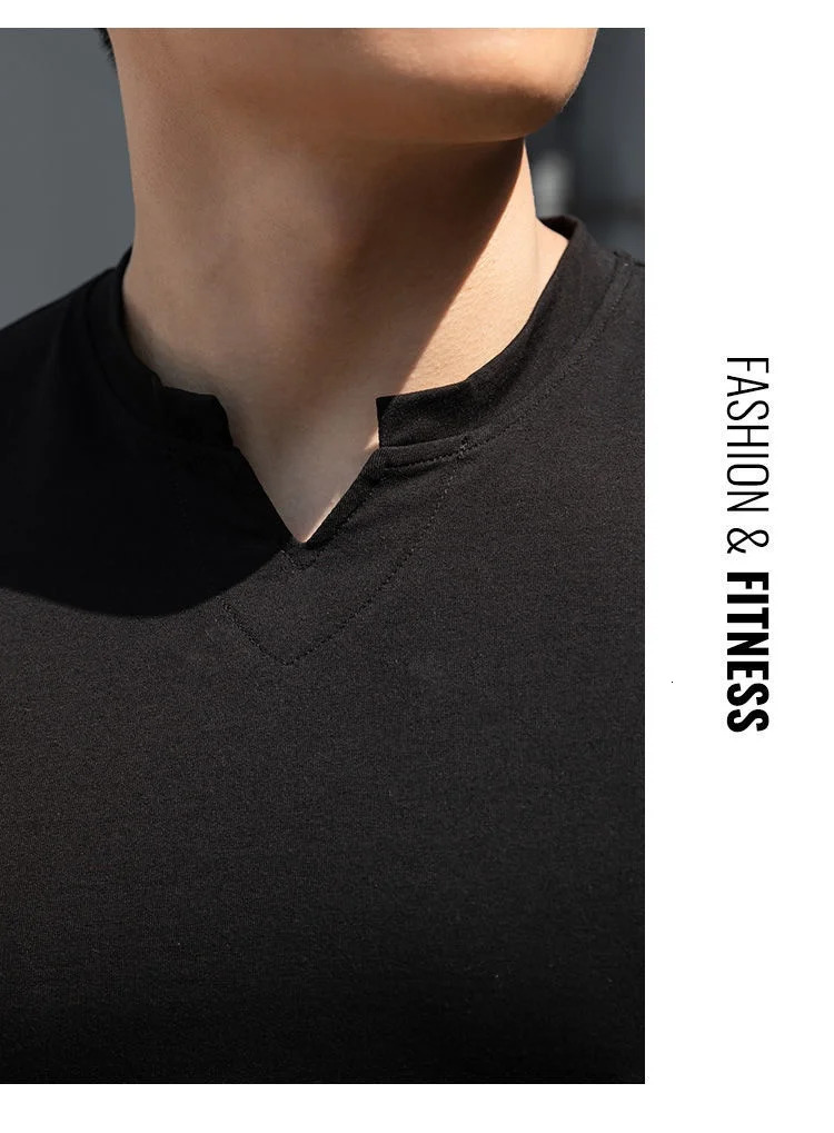 Men Summer Slim Fit Fashion T Shirt Fitness Motion Hip Hop Streetwear Running And V Neck trend Breathable Top 250218