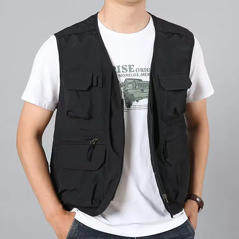 6XL Summer Outdoor Vest Men Utility Tactical Multi-pocket Vest Techwear Outdoor Hiking Fishing Pography Safari Cargo Vest 250219